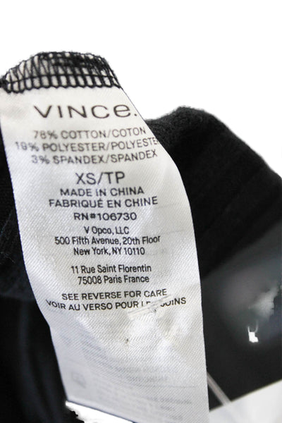 Vince Women Basic Black Crew Neck Short Sleeve T-Shirt Size XS Petite