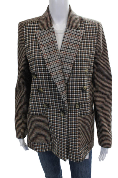 Central Park West Women Multicolor Plaid Polyester Blazer Long Sleeve Size S