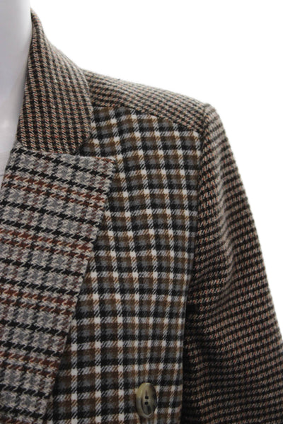 Central Park West Women Multicolor Plaid Polyester Blazer Long Sleeve Size S