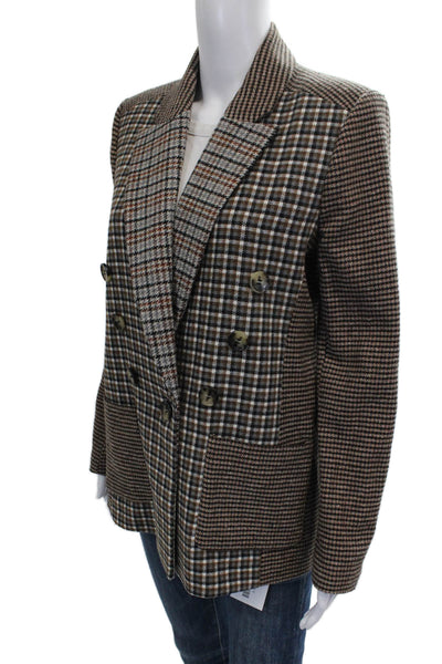 Central Park West Women Multicolor Plaid Polyester Blazer Long Sleeve Size S