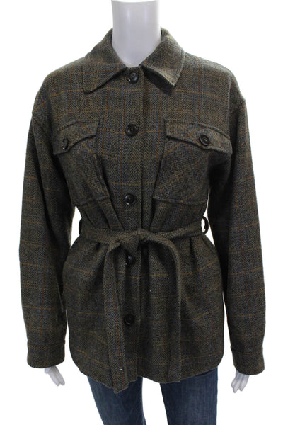 Mkt Studio Women Plaid Wool Basic Jacket Button Long Sleeve Size 36