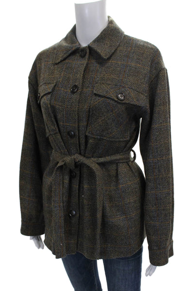 Mkt Studio Women Plaid Wool Basic Jacket Button Long Sleeve Size 36
