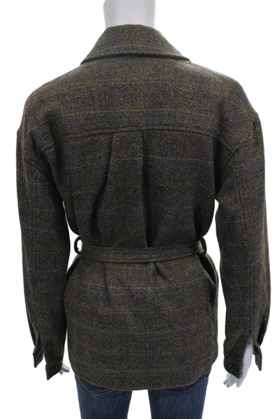 Mkt Studio Women Plaid Wool Basic Jacket Button Long Sleeve Size 36