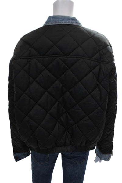 Sam & Lili Women Quilted Jacket Black Button Long Sleeve Size L