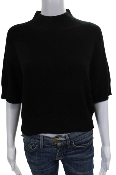 Alexandre Laurent Women Black Mock Neck Pullover Short Sleeve Size One
