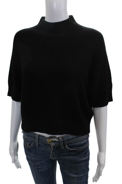 Alexandre Laurent Women Black Mock Neck Pullover Short Sleeve Size One