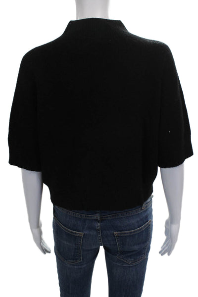 Alexandre Laurent Women Black Mock Neck Pullover Short Sleeve Size One