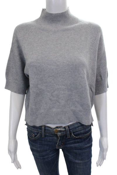Alexandre Laurent Women Pullover Mock Neck Short Sleeve Gray Size One