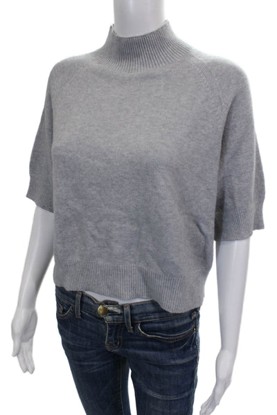 Alexandre Laurent Women Pullover Mock Neck Short Sleeve Gray Size One