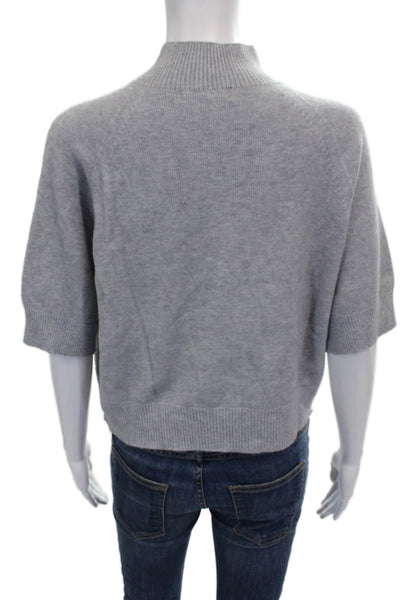Alexandre Laurent Women Pullover Mock Neck Short Sleeve Gray Size One