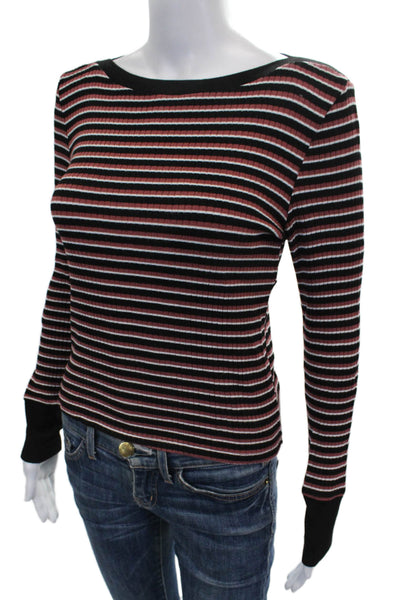Frame Womens Striped Viscose Boat Neck Long Sleeve T-Shirt Multicolor Size L
