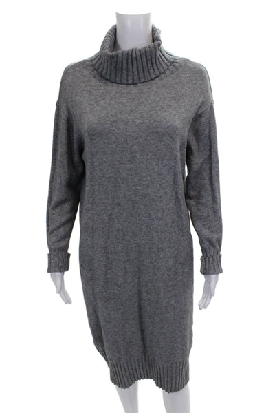 Natacha Women Sweater Dress Gray Turtleneck Viscose Long Sleeve Size S