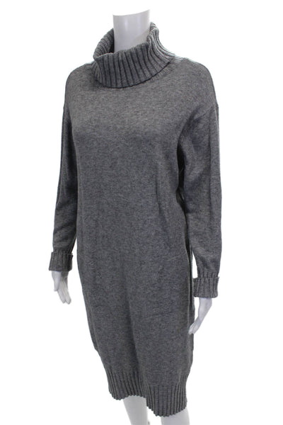 Natacha Women Sweater Dress Gray Turtleneck Viscose Long Sleeve Size S