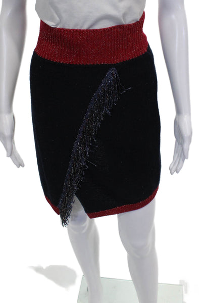 Pinko Women Wrap Skirt Black Knee Length Acrylic Size L
