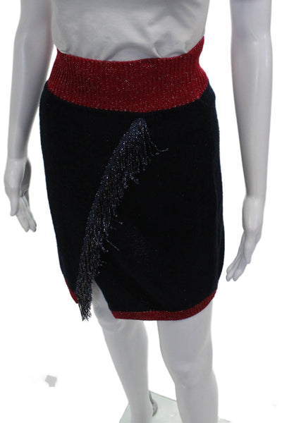 Pinko Women Wrap Skirt Black Knee Length Acrylic Size L