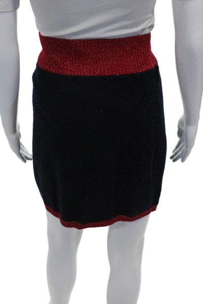 Pinko Women Wrap Skirt Black Knee Length Acrylic Size L