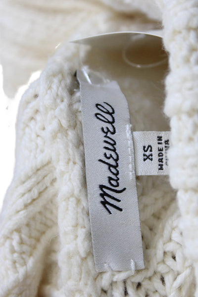 Madewell Women Turtleneck Striped Cotton Long Sleeve Pullover White Size XS