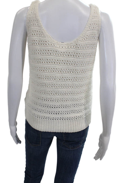525 Womens Ivory Striped V-Neck Cotton Blend Sleeveless Vest Size XS