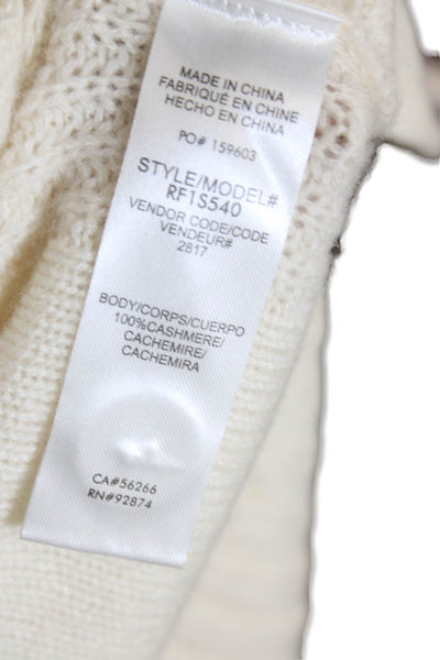 Splendid Women Cardigan Cashmere Ivory V-Neck Geometric Long Sleeve Size S