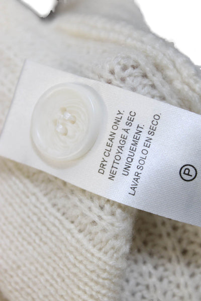 Splendid Women Cardigan Cashmere Ivory V-Neck Geometric Long Sleeve Size S
