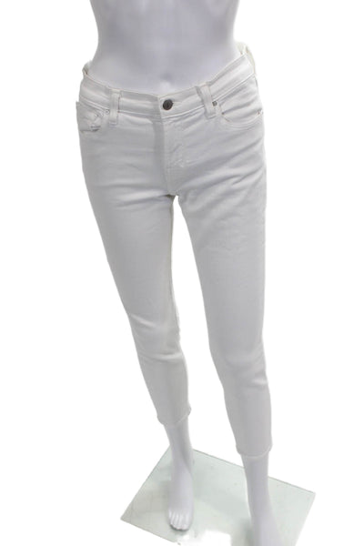 J Brand Women Cropped White Cotton High Rise Jeans Size 26
