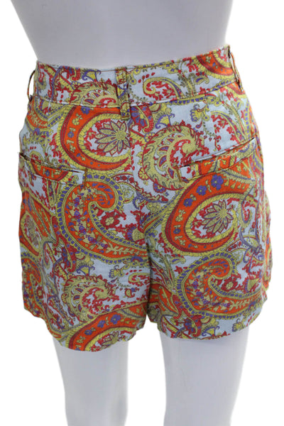 L'Agence Women Multicolor Paisley Linen Button Shorts Size 24