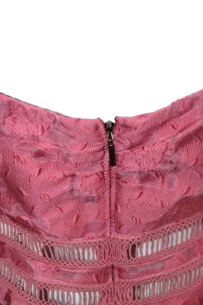 Rebecca Taylor Women Peplum V-Neck Sleeveless Pink Polyester Blouse Zip Size 6