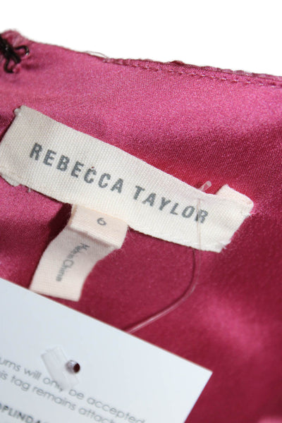 Rebecca Taylor Women Peplum V-Neck Sleeveless Pink Polyester Blouse Zip Size 6