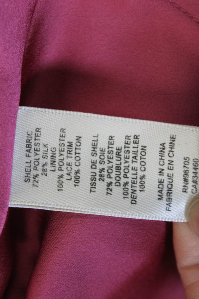 Rebecca Taylor Women Peplum V-Neck Sleeveless Pink Polyester Blouse Zip Size 6