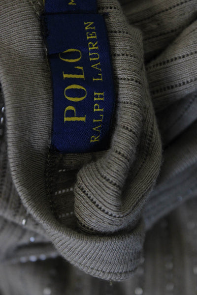 Polo Ralph Lauren Women Striped Scoop Neck Long Sleeve T-Shirt Beige Size XS