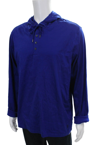 Polo Ralph Lauren Mens Long Sleeve Henley T-Shirt Blue Cotton Size M