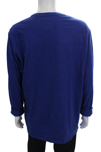 Polo Ralph Lauren Mens Pajama Top Blue Cotton Graphic Bear Crew Neck Size XL