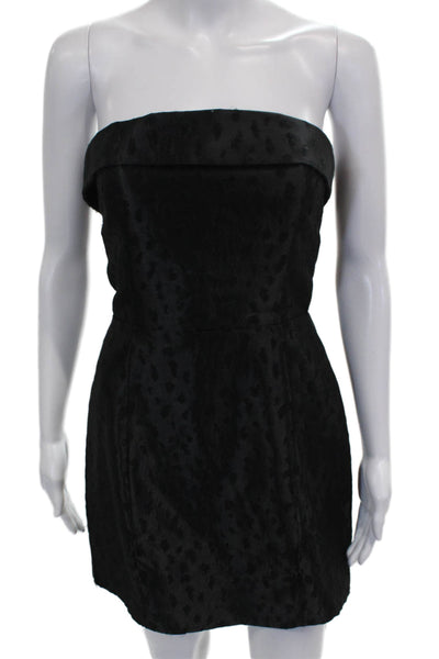 Reformation Women Black Animal Print Bodycon Dress Square Neck Size 2