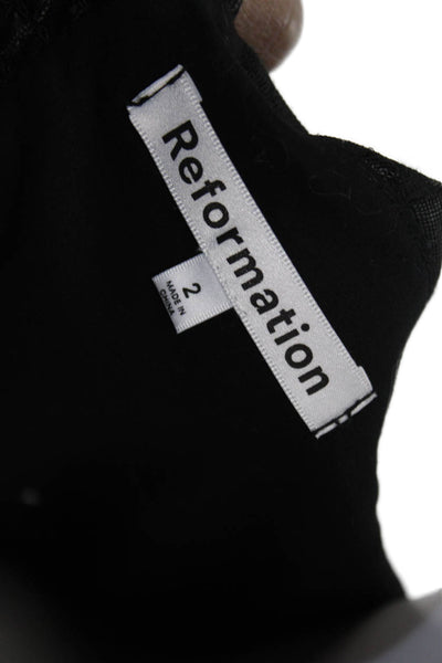 Reformation Women Black Animal Print Bodycon Dress Square Neck Size 2