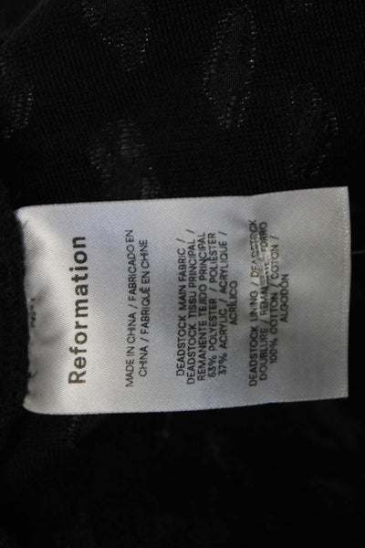 Reformation Women Black Animal Print Bodycon Dress Square Neck Size 2