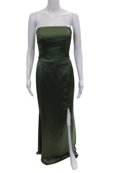 Amsale Women Strapless Square Neck Full-Length Green Dress Size 4
