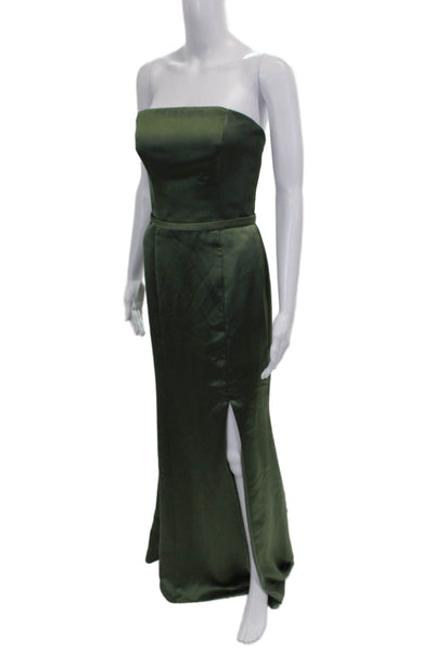 Amsale Women Strapless Square Neck Full-Length Green Dress Size 4