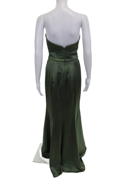 Amsale Women Strapless Square Neck Full-Length Green Dress Size 4