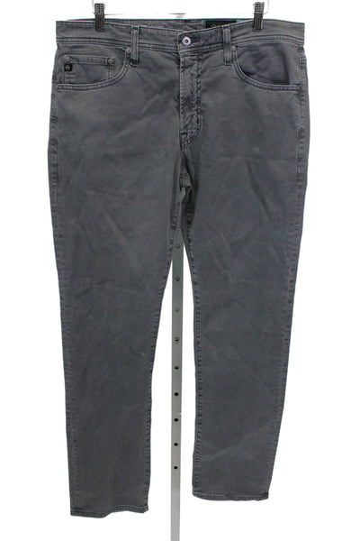 AG Adriano Goldschmied Mens Tapered Gray Jeans Cotton Blend Button Fly Size 34