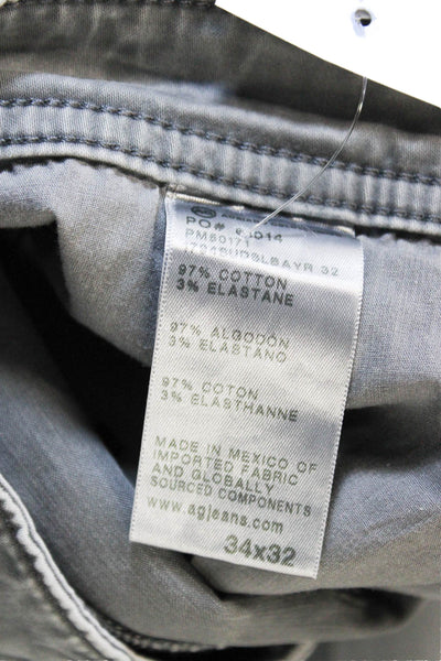 AG Adriano Goldschmied Mens Tapered Gray Jeans Cotton Blend Button Fly Size 34