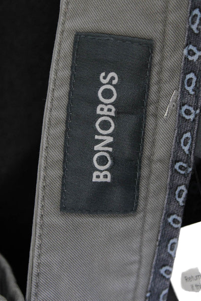 Bonobos Mens Chino Pants Gray Button Cotton Solid Spring Size 32