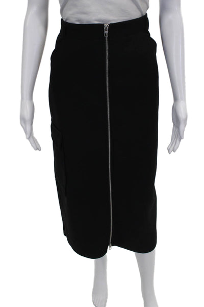 Zara Womens Cargo Midi Skirt Black Polyester Zip Size M