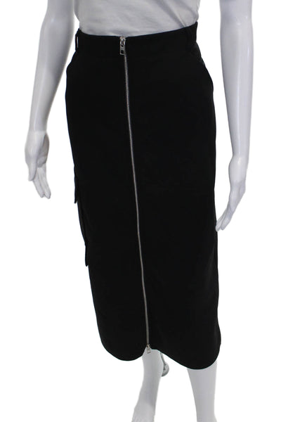 Zara Womens Cargo Midi Skirt Black Polyester Zip Size M