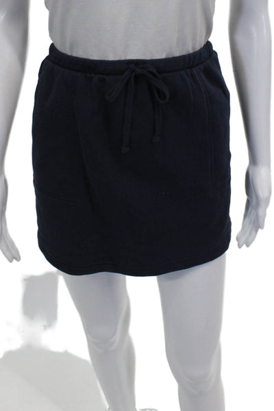 Splendid Womens Blue Cotton Short Sleeve Round Neck Set Drawstring Size S