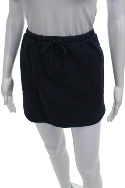 Splendid Womens Blue Cotton Short Sleeve Round Neck Set Drawstring Size S