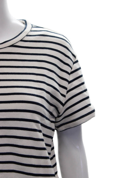 Splendid Women Striped Cotton Crewneck Short Sleeve Skirt Set White Size M