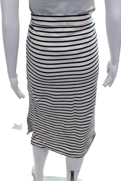 Splendid Women Striped Cotton Crewneck Short Sleeve Skirt Set White Size M