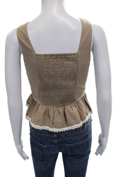 Adrianna Papell Women Cropped Tank Beige Floral Square Neck Size S