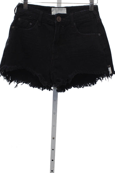 One Teaspoon Women Cut-Off Black Cotton Shorts Size 24