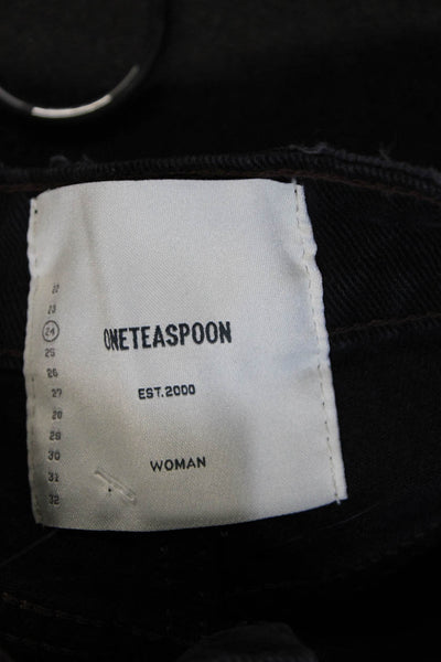 One Teaspoon Women Cut-Off Black Cotton Shorts Size 24